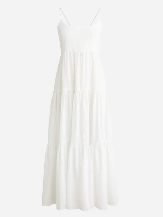 J. Crew Dresses & Skirts - J. Crew White Back Bow Tiered Spaghetti-Strap Maxi Dress S